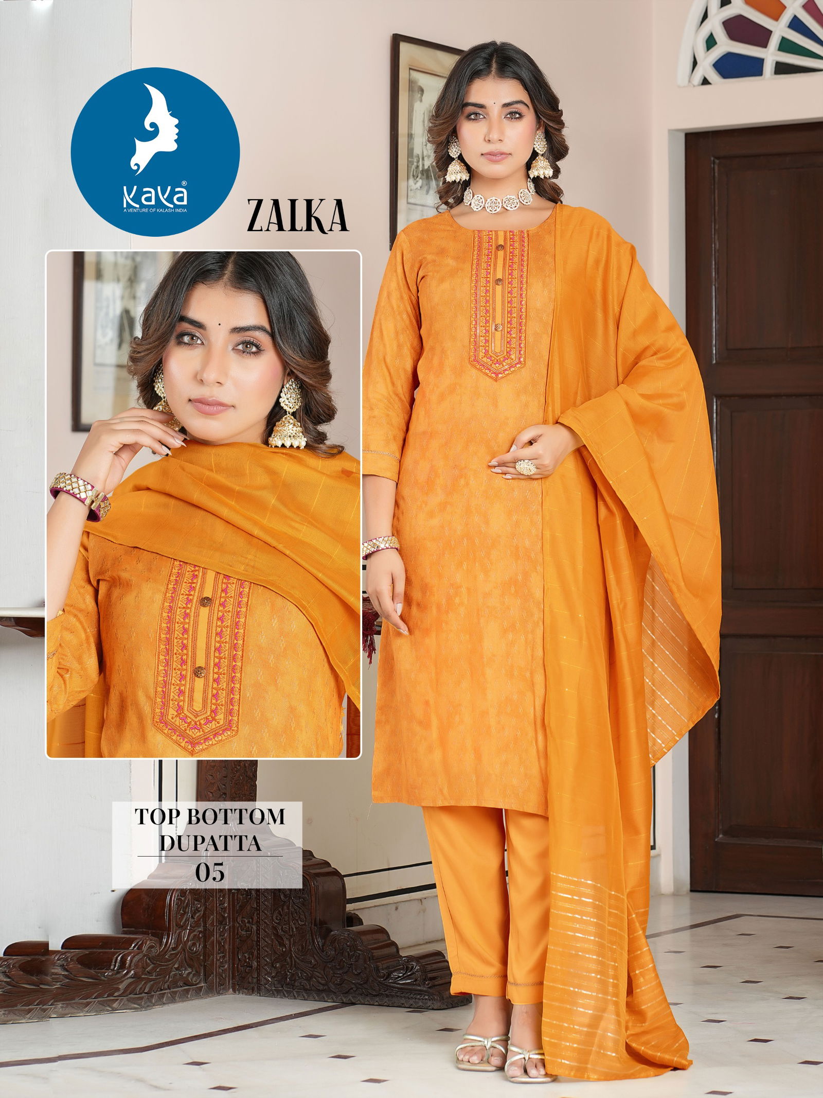 Zalka By Kaya Printed Rayon Designer Kurtis With Bottom Dupatta Wholesalers In Delhi
